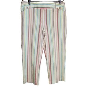 B. Moss Women's Capri Stipe Pants Size 14 Blue Yellow